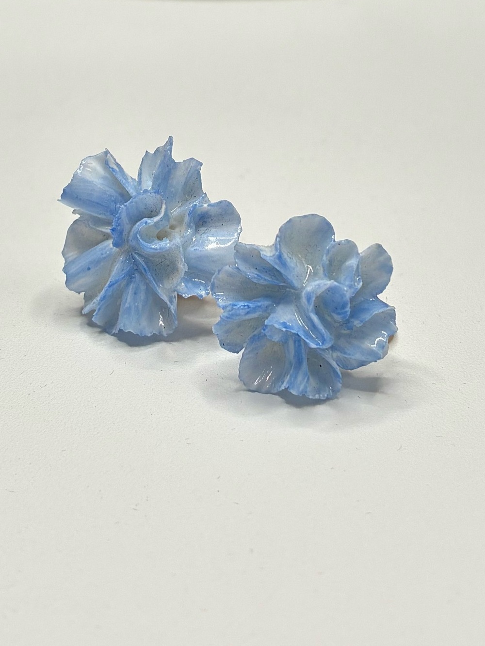 Vintage Blue Coalport Flower Screw-on Earrings - Women Jewelry - Picture 6 of 12